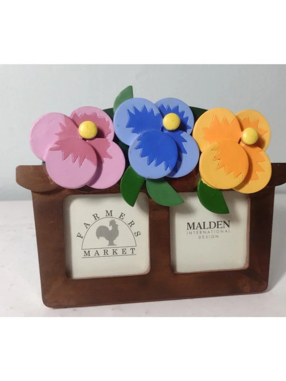 Malden International Copper Front Pansy Divided Photo Frame 3D Flowers 6 x 4.5